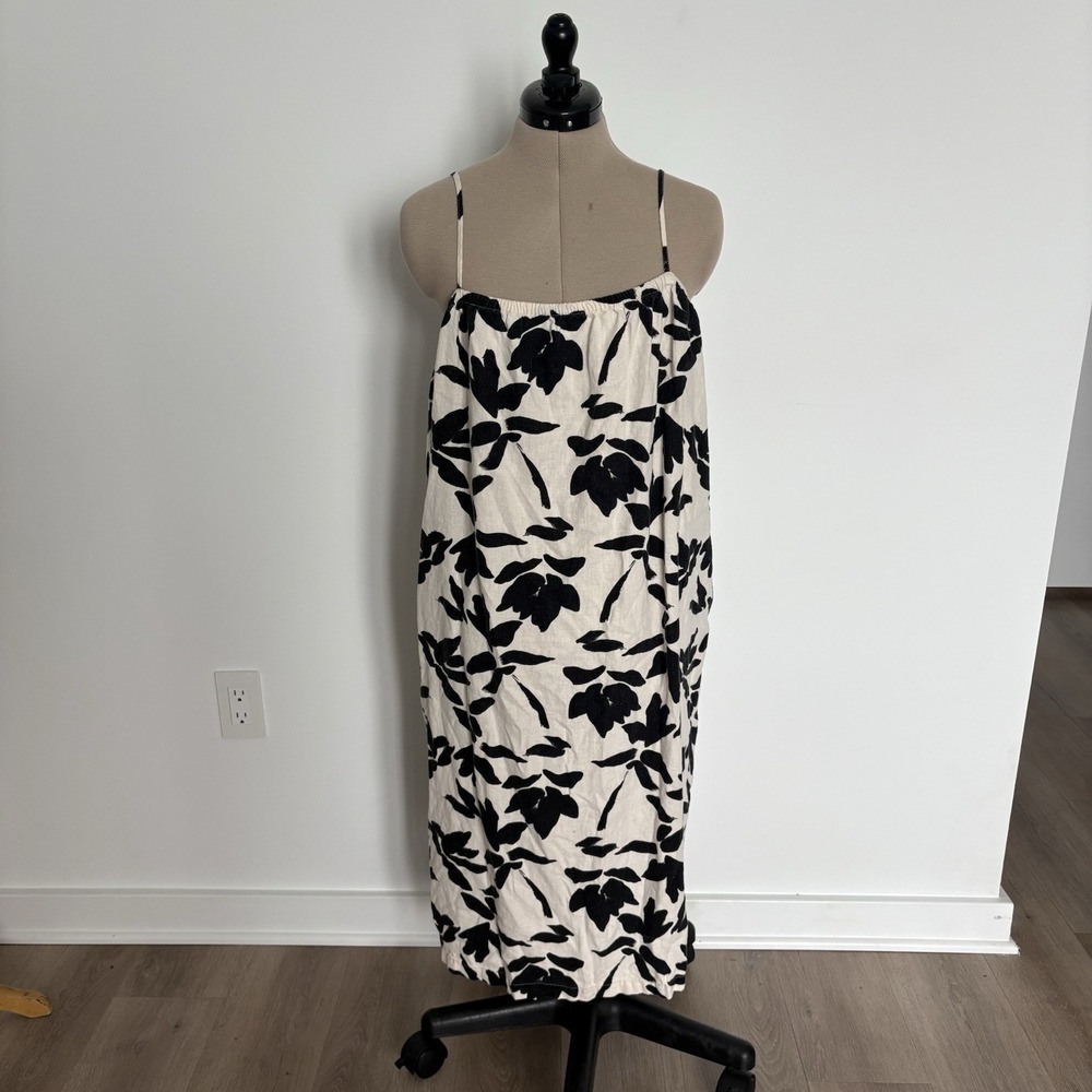 a new day Black and White Floral Midi Slip Dress